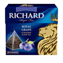 Загрузить изображение в Галерею, Чай Richard &quot;Royal Grape&quot; черный ароматизированный крупнолистовой 20 пирамидок