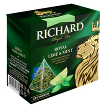 Загрузить изображение в Галерею, Чай Richard &quot;Royal Lime&amp;Mint&quot; зеленый ароматизированный 20 пирамидок